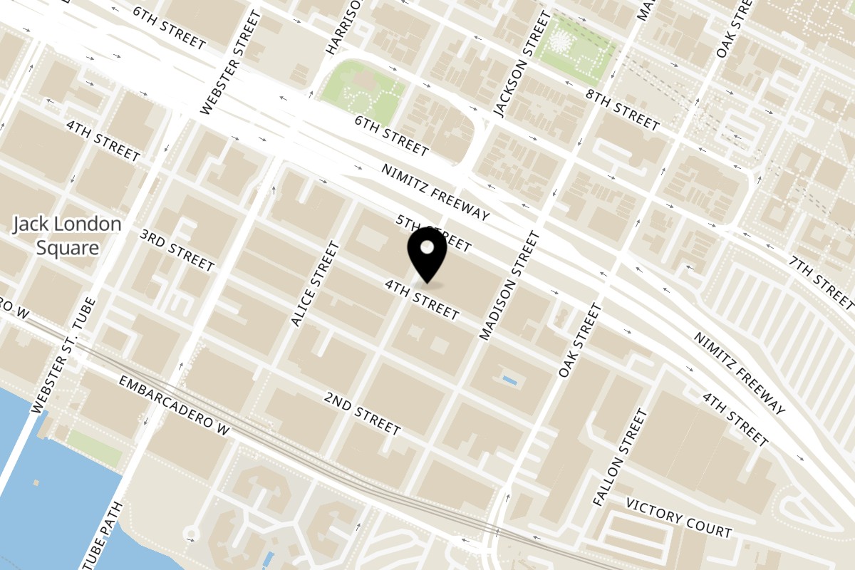 Map showing the location of Xingones Cantina on 190 Fourth street in Oakland